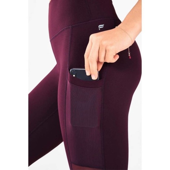 Fabletics Powerhold Burgundy Athletic Leggings - Picture 3 of 11